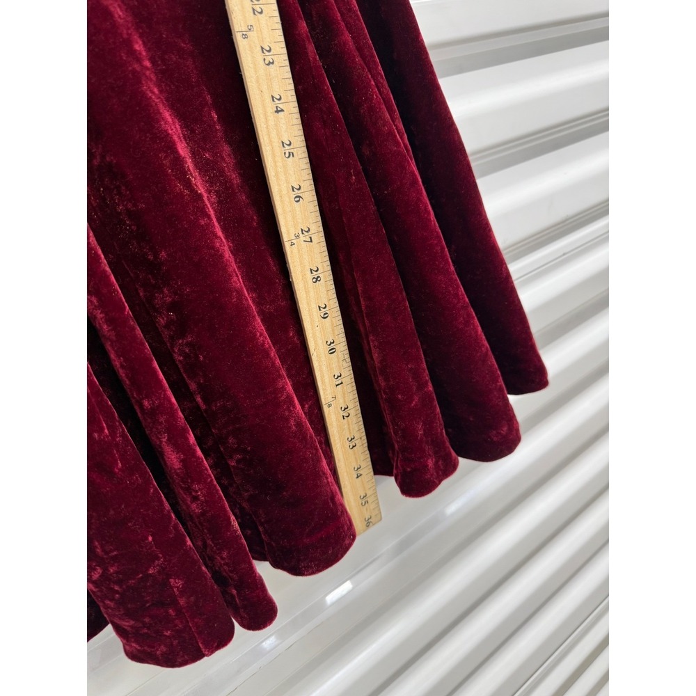 Betsey Johnson Vintage 90's Burgundy Crushed Velvet Skater Dress size L - Picture 6 of 6
